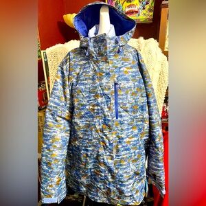 Columbia Omniheat Winter Jacket Mesh Lined Full Zip Hooded Blue Multicolor 3X
